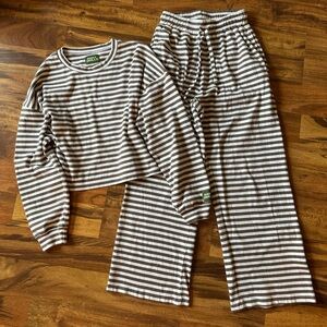 Daily Drills Mocha Striped Top and Pants Set